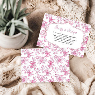 Roze Wildflower Tea Book recept voor de bruid Informatiekaartje