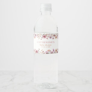 Roze Wildflower Waterverf Baby shower Labels – DU Waterfles Etiket