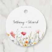 Roze Wildflower Wedding Favoriet Labels (Achterkant)