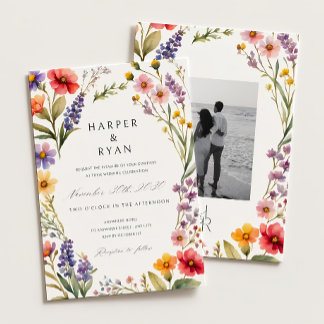 Roze Wildflower Wedding Invitation Suite, Tuin Wij Kaart