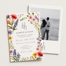 Roze Wildflower Wedding Invitation Suite, Tuin Wij Kaart