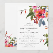 Roze Wildflower Wedding Kaart (Voorkant / Achterkant)