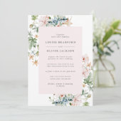 Roze Wildflower Wedding Kaart (Staand voorkant)