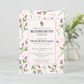 roze Wildflowers Pensioendiner Kaart (Staand voorkant)