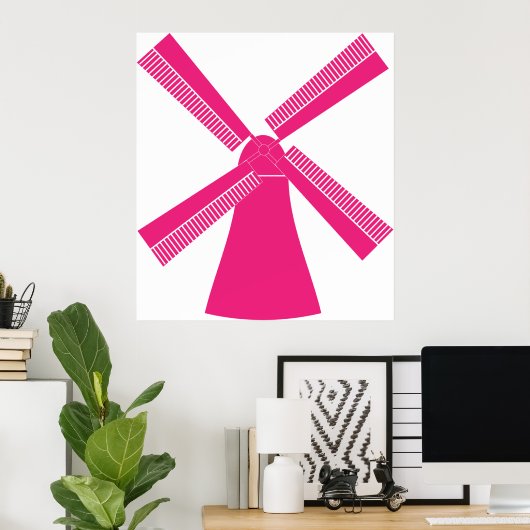 Roze windmolen poster (Thuiskantoor)