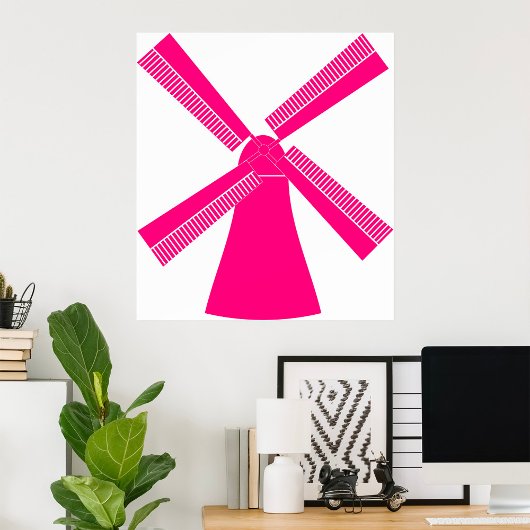 Roze windmolen poster
