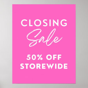 Roze Winkel Sluiten Verkoopteken, 50% korting op d Poster
