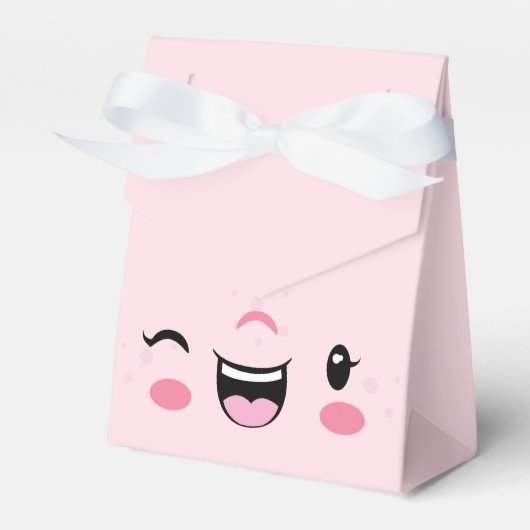 Roze Winkelende Kawaii Face Gift Box Bedankdoosjes (Voorkant Zijde)