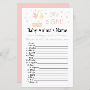 Roze winkelnest Baby Animals Name Game
