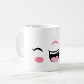 Roze Winking Kawaii Face Mok (Voorkant links)