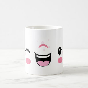 Roze Winking Kawaii Face Mok