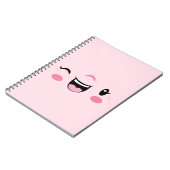 Roze Winking Kawaii Face Notitieboek (Linkerzijde)