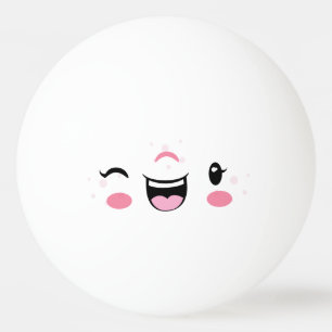 Roze Winking Kawaii Face Ping Pong Balls Pingpongballen