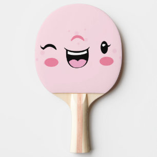 Roze Winking Kawaii Face Ping Pong Paddle Tafeltennisbatje