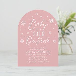 Roze Winter Baby Het is koud buiten Baby shower Kaart