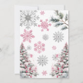 Roze Winter Baby shower Uitnodiging (Achterkant)