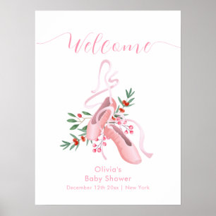 Roze Winter Ballerina Tutu Baby Shower Welkom Poster