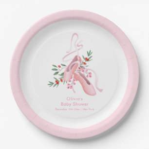 Roze Winter Ballerina Tutu Koude Baby Shower Papieren Bordje