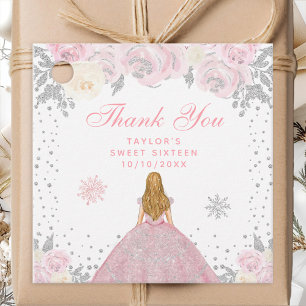 Roze Winter Blond Haar Prinses Sweet Sixteen Bedankjes Labels