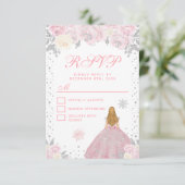 Roze Winter Blond Haar Prinses Zoet Zestien RSVP Kaartje (Staand voorkant)