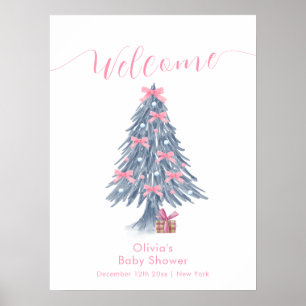 Roze Winter Boog Kerstboom Baby Shower Welkom Poster