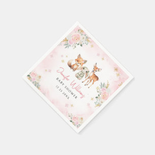 Roze winter bos baby meisje shower papieren servet