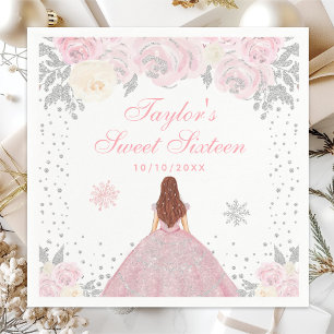Roze Winter Bruin Haar Prinses Sweet Sixteen Servet
