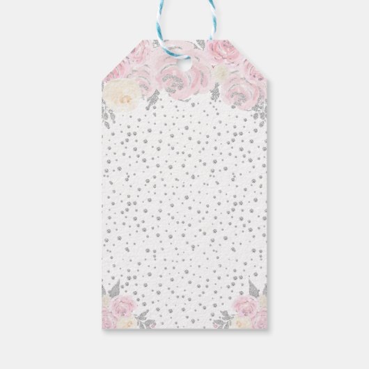 Roze Winter Donkere Huid Prinses Verjaardagsfeest Cadeaulabel (Achterkant)