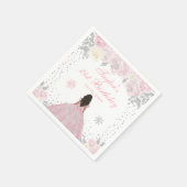 Roze Winter Donkere Huid Prinses Verjaardagsfeest Servet (Hoek)