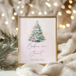 Roze winter kerst Baby shower Baby's zijn lief Poster