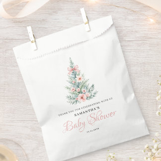 Roze Winter Kerstmis Meisje Baby shower Bedankzakje