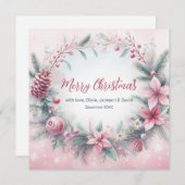 Roze Winter Lijst Kerst Feestdagenkaart (Voorkant / Achterkant)