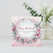 Roze Winter Lijst Kerst Feestdagenkaart (Staand voorkant)