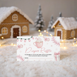 Roze Winter Luier Raffle Ticket Informatiekaartje