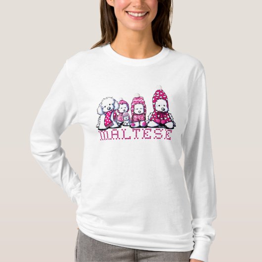 Roze Winter Maltese T-shirt (Voorkant)