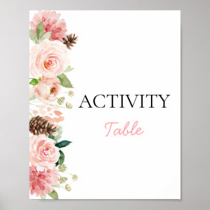 Roze Winter Meisje Baby shower Activiteit Tafel Te Poster