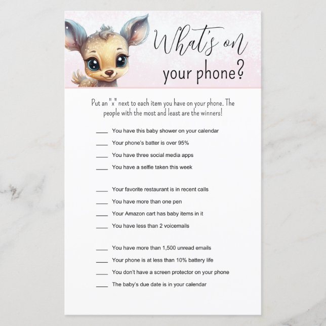 Roze Winter Meisje Baby shower Grappig spel (Voorkant)