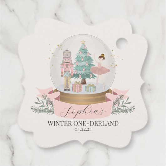 Roze Winter Nederland eerste verjaardagsfeestje Bedankjes Labels (Achterkant)