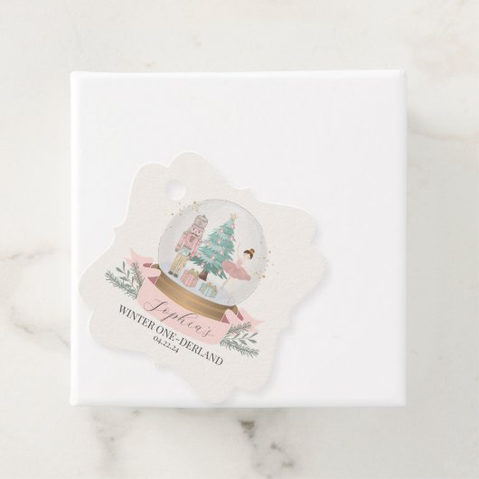 Roze Winter Nederland eerste verjaardagsfeestje Bedankjes Labels (In situ)