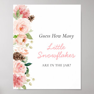 Roze Winter Raad eens hoeveel kleine sneeuwvlokken Poster
