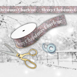 Roze Winter Sneeuw Kerstmis Zegeningen Grosgrain Lint