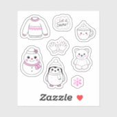 Roze winter Stickers Pack (Vel)