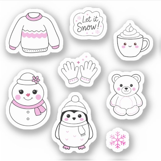 Roze winter Stickers Pack (Voorkant)