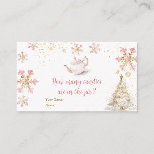 Roze Winter Theepartij Baby Shower Hoeveel Snoepje Informatiekaartje