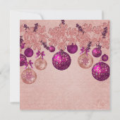 Roze Winter Vakantie Ornamenten Vrijgezellenfeest Kaart (Achterkant)