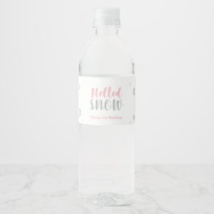 Roze Winter Verjaardagsfeestje Waterfles Label Etiket