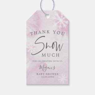 Roze Winter Wonderland Dank je veel sneeuw Cadeaulabel