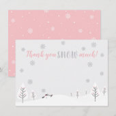 Roze Winter Wonderland - Dank u briefkaart (Voorkant / Achterkant)