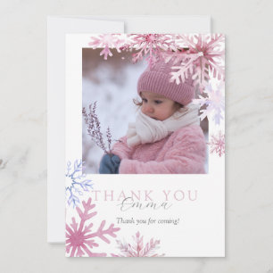 Roze Winter Wonderland foto dankkaart Bedankkaart