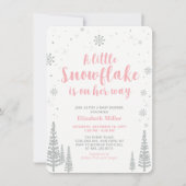 Roze Winter Wonderland, Girl Baby shower Kaart (Voorkant)